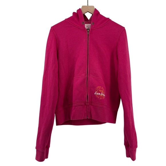 Victoria's Secret PINK Live Pink Zip Hoodie Sweatshirt Womens L Y2K - Picture 3 of 12